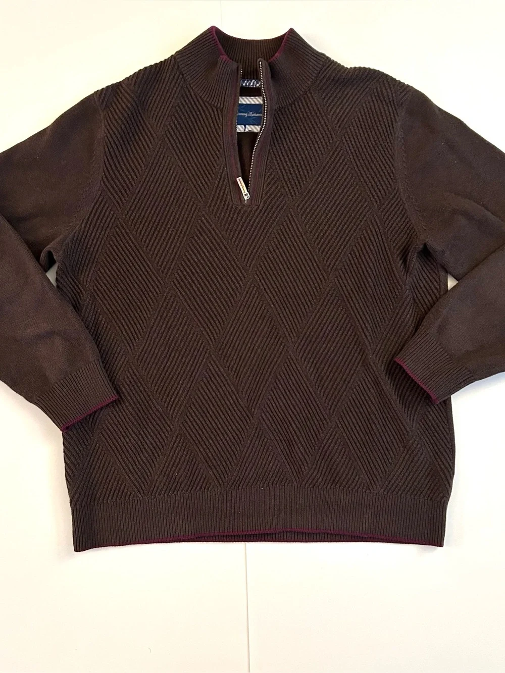 Tommy Bahama Cashmere and Cotton Blend Quarter-Zip Sweater - Size L - Mens